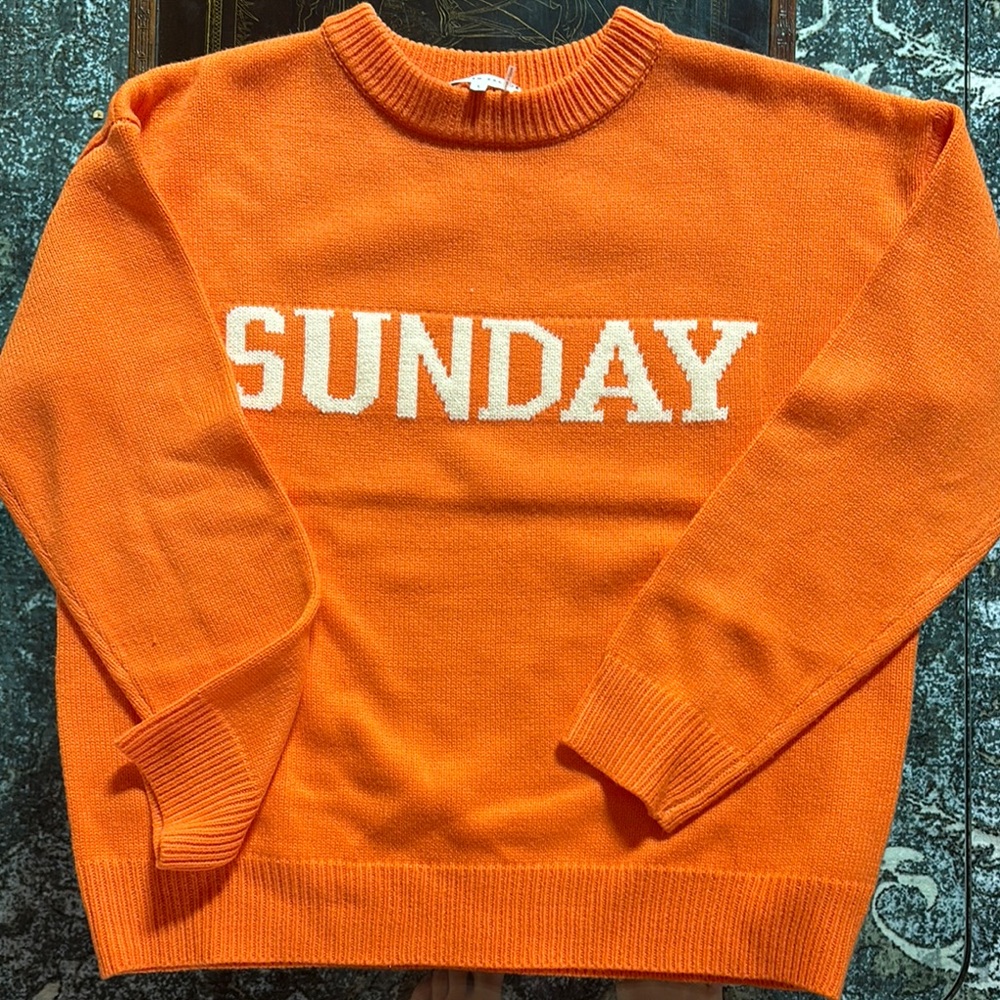 Orange "SUNDAY" Knit Sweater